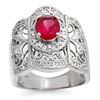 Image 1 : 2.15 ctw Rubellite & Diamond Ring 14k White Gold - REF-93Y3X