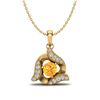 Image 1 : 0.40 ctw Citrine & Micro Pave VS/SI Diamond Necklace 18k Yellow Gold - REF-22X5A