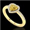 Image 2 : 1 ctw Citrine & Micro Pave Ring Heart Halo 14k Yellow Gold - REF-26M2G