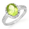 Image 1 : 2.10 ctw Peridot & Diamond Ring 10k White Gold - REF-15F8M