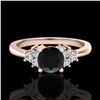 Image 2 : 0.75 ctw Fancy Black Diamond Engagment Ring 18k Rose Gold - REF-55X2A