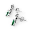 Image 2 : 0.50 ctw Emerald & Diamond Earrings 14k White Gold - REF-17H6R