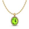 Image 2 : 2.50 ctw Peridot & Micro Pave VS/SI Diamond Necklace 18k Yellow Gold - REF-39A8N