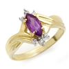 Image 1 : 0.52 ctw Amethyst & Diamond Ring 10k Yellow Gold - REF-10A2N