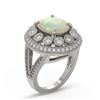 Image 2 : 5.28 ctw Certified Opal & Diamond Victorian Ring 14K White Gold - REF-191M3G