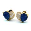 Image 1 : 2.50 ctw Sapphire & Micro Pave VS/SI Diamond Earrings 10k Yellow Gold - REF-23R9K