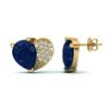 Image 2 : 2.50 ctw Sapphire & Micro Pave VS/SI Diamond Earrings 10k Yellow Gold - REF-23R9K