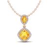 Image 1 : 2.63 ctw Citrine & Micro VS/SI Diamond Necklace Designer 10k Rose Gold - REF-36M6G