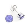 Image 2 : 4 ctw Cushion Cut Tanzanite Designer Stud Earrings 18k White Gold - REF-40X9A