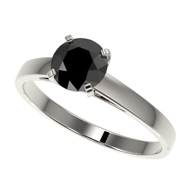 1.08 ctw Fancy Black Diamond Solitaire Engagment Ring 10k White Gold - REF-23K9Y