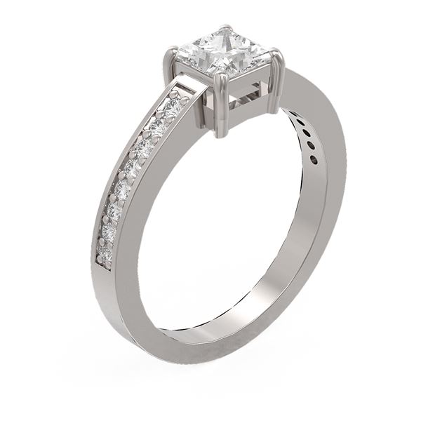 1.09 ctw Princess Diamond Ring 18K White Gold - REF-172A6N