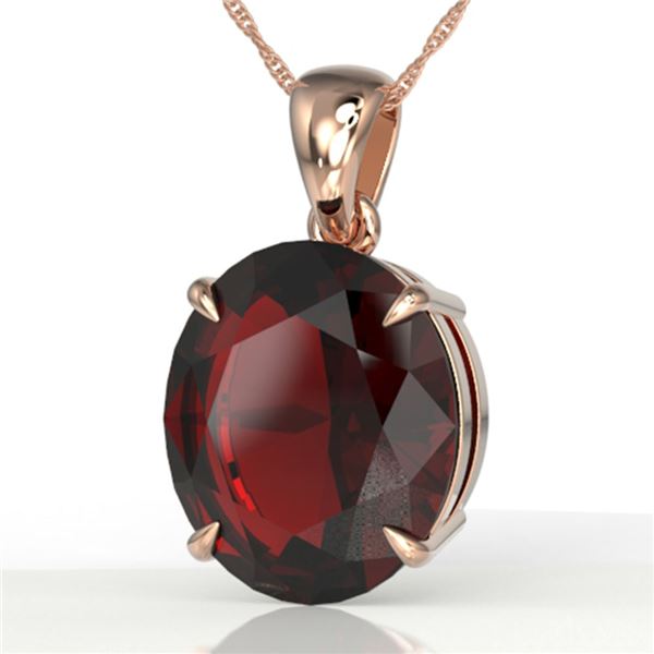 9 ctw Garnet Designer Solitaire Necklace 14k Rose Gold - REF-29M9G