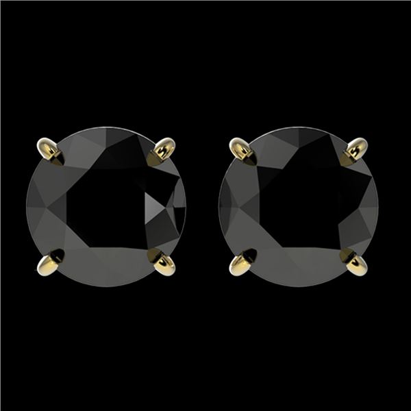 2.13 ctw Fancy Black Diamond Solitaire Stud Earrings 10k Yellow Gold - REF-35X6A