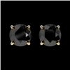 Image 1 : 1.05 ctw Fancy Black Diamond Solitaire Stud Earrings 10k Yellow Gold - REF-21F2M