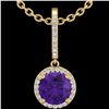 Image 2 : 2 ctw Amethyst & Micro Pave VS/SI Diamond Necklace 18k Yellow Gold - REF-42Y4X