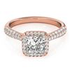 Image 1 : 1.15 ctw Certified VS/SI Princess Diamond Halo Ring 18k Rose Gold - REF-122W8H