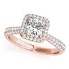 Image 2 : 1.15 ctw Certified VS/SI Princess Diamond Halo Ring 18k Rose Gold - REF-122W8H