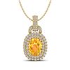 Image 1 : 2.50 ctw Citrine & Micro VS/SI Diamond Necklace Halo 14k Yellow Gold - REF-52A8N
