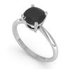 Image 2 : 3 ctw Cushion Black Diamond Engagment Designer Ring 14k White Gold - REF-97G5W