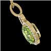 Image 2 : 3 ctw Peridot & Micro Pave Halo VS/SI Diamond Necklace 14k Yellow Gold - REF-41M6G