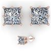 Image 2 : 1.0 ctw VS/SI Princess Diamond Stud Earrings 18k Rose Gold - REF-147Y2X