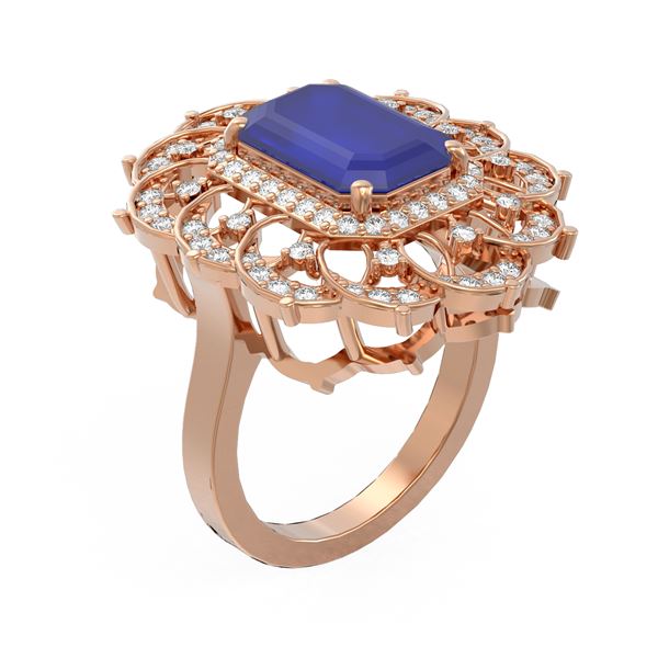 6.75 ctw Sapphire & Diamond Ring 18K Rose Gold - REF-178Y2X