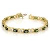 Image 1 : 8.15 ctw Green Tourmaline & Diamond Bracelet 14k Yellow Gold - REF-127F3M