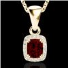 Image 2 : 1.25 ctw Garnet & Micro Pave VS/SI Diamond Necklace 10k Yellow Gold - REF-24R5K