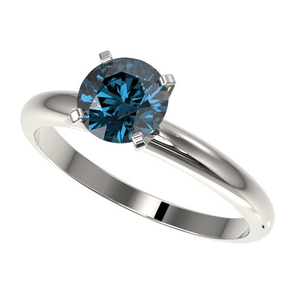 1.25 ctw Certified Intense Blue Diamond Engagment Ring 10k White Gold - REF-120X9A