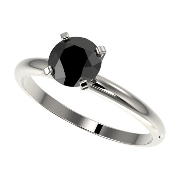 1 ctw Fancy Black Diamond Solitaire Engagment Ring 10k White Gold - REF-22Y3X