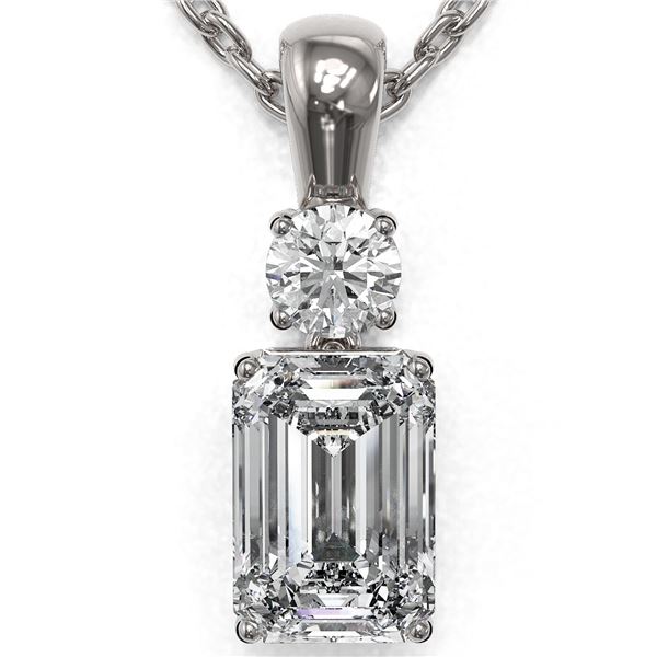 0.9 ctw Emerald Cut Diamond Designer Necklace 18K White Gold - REF-191K8Y