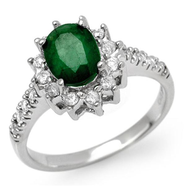 1.95 ctw Emerald & Diamond Ring 18k White Gold - REF-95Y5X