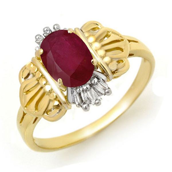 1.06 ctw Ruby & Diamond Ring 10k Yellow Gold - REF-14N3F