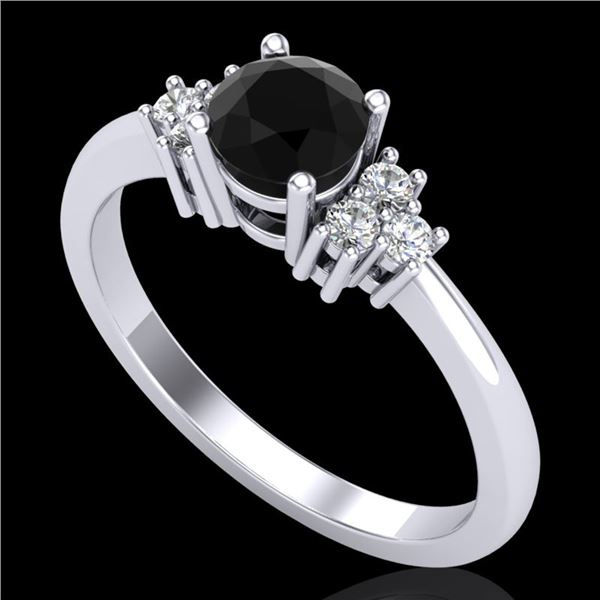 0.75 ctw Fancy Black Diamond Engagment Ring 18k White Gold - REF-55K2Y