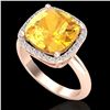 Image 2 : 6 ctw Citrine & Micro Pave Halo VS/SI Diamond Ring 14k Rose Gold - REF-36H6R