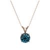 Image 3 : 1 ctw Certified Intense Blue Diamond Solitaire Necklace 10k Rose Gold - REF-90A8N