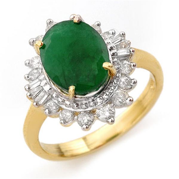 4.85 ctw Emerald & Diamond Ring 14k Yellow Gold - REF-100F2M