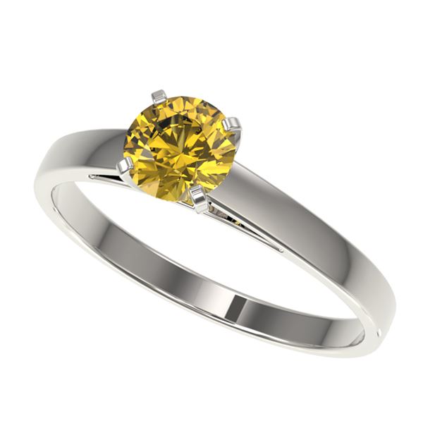 0.75 ctw Certified Intense Yellow Diamond Engagment Ring 10k White Gold - REF-82A2N