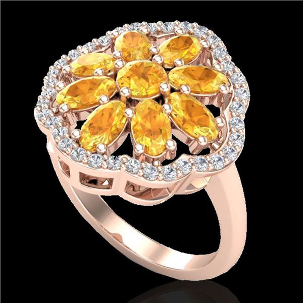 3 ctw Citrine & VS/SI Diamond Cluster Designer Ring 10k Rose Gold - REF-49R3K