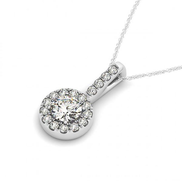 1.03 ctw Certified SI Diamond Halo Necklace 14k White Gold - REF-173K3Y