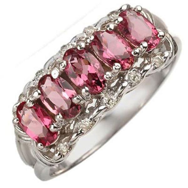 1.15 ctw Pink Tourmaline & Diamond Ring 10k White Gold - REF-18G4W