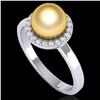 Image 2 : 0.25 ctw Micro Pave VS/SI Diamond & Golden Pearl Ring 18k White Gold - REF-41K6Y