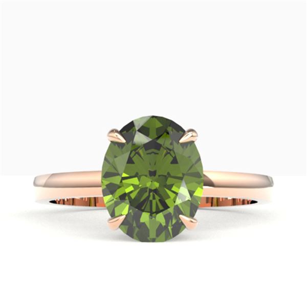 3 ctw Green Tourmaline Designer Ring 14k Rose Gold - REF-40K9Y