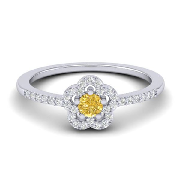 0.40 ctw Citrine & Micro VS/SI Diamond Ring 10k White Gold - REF-24K5Y