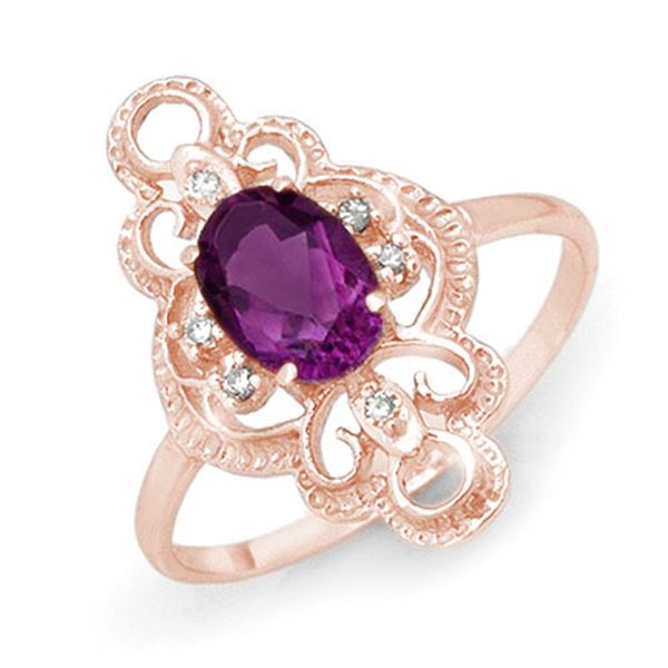 0.80 ctw Amethyst & Diamond Ring 14k Rose Gold - REF-17Y3X