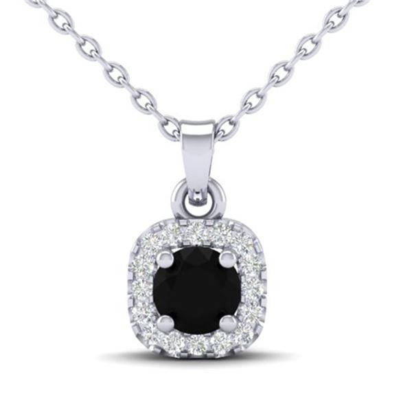 0.47 ctw Micro Pave VS/SI Diamond Necklace Designer Halo 18k White Gold - REF-25X8A