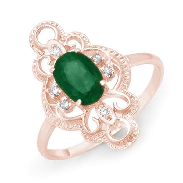 0.71 ctw Emerald & Diamond Ring 10k Rose Gold - REF-19Y3X