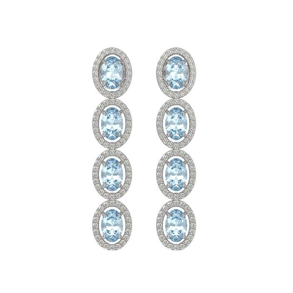 6.28 ctw Sky Topaz & Diamond Micro Pave Halo Earrings 10k White Gold - REF-143M6G