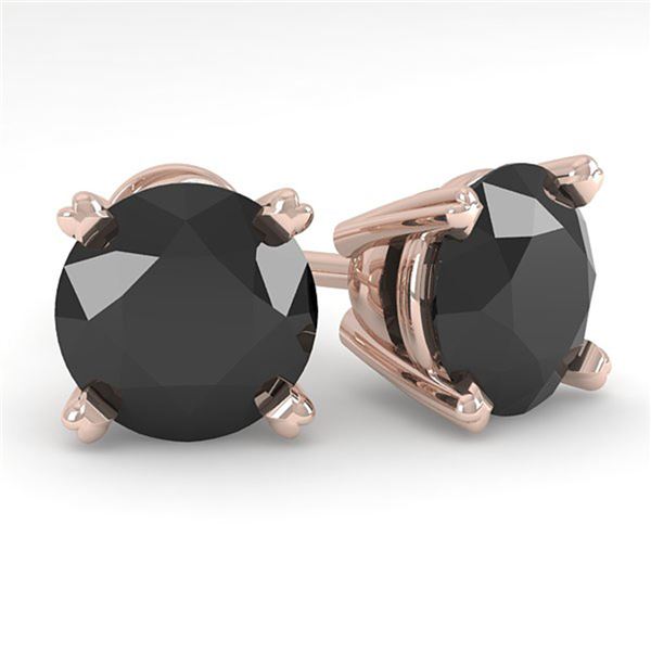 3.0 ctw Black Diamond Stud Designer Earrings 18k Rose Gold - REF-82N2F