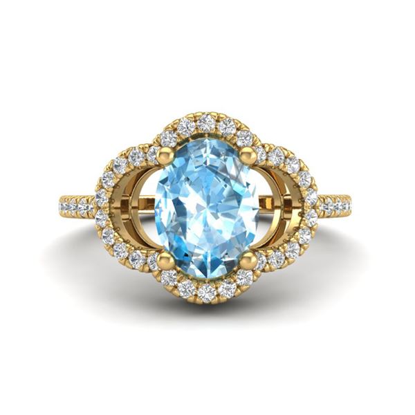 2 ctw TOPAZ & Micro Pave VS/SI Diamond Certified Ring 10k Yellow Gold - REF-30G2W